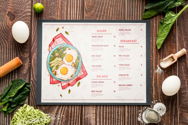 Free Restaurant Menu Concept Mock-Up Psd