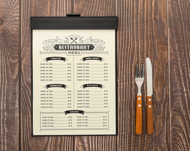 Free Restaurant Menu Concept Mockup Psd