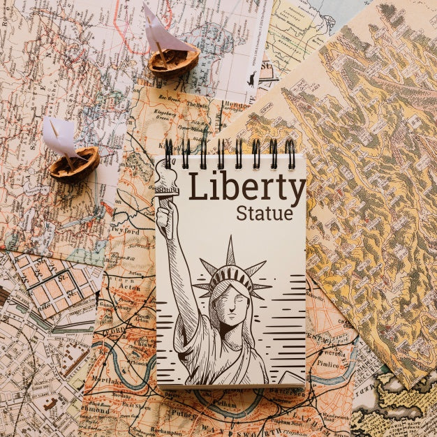 Free Retro Travel Concept Mockup With Notepad Psd