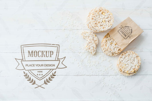 Free Rice Cake Arrangement With Background Mock-Up Psd