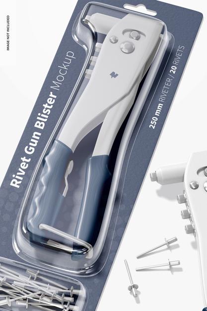 Free Rivet Gun Blister Mockup, Close Up Psd