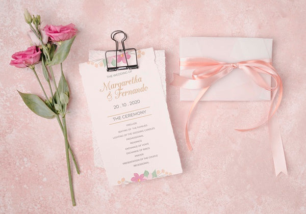 Free Romantic Wedding Invitation With Flowers Psd