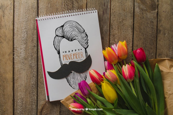 Free Roses And Notepad For Father'S Day Psd
