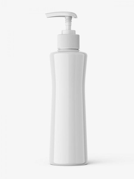 Free Round Bottle With Pump Mockup / Glossy