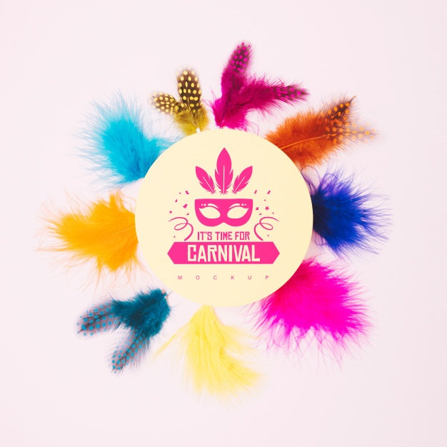 Free Round Paper Mockup With Carnival Concept Psd