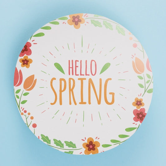 Free Round Paper Template With Flowers For Spring Psd