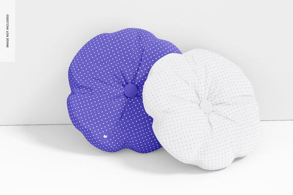 Free Round Pillow With Button Mockup, Leaned Psd