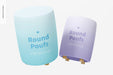 Free Round Poufs Mockup, Floating Psd