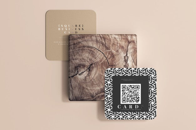 Free Rounded Corner Square Business Cards Mockup Psd