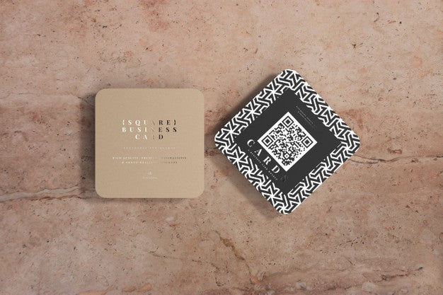 Free Rounded Corner Square Business Cards Mockup Psd
