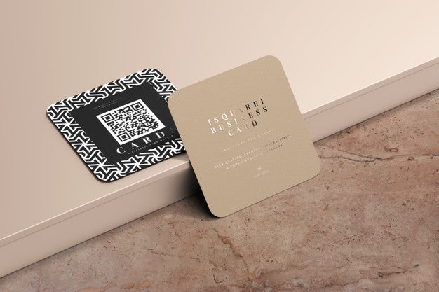 Free Rounded Corner Square Business Cards Mockup Psd