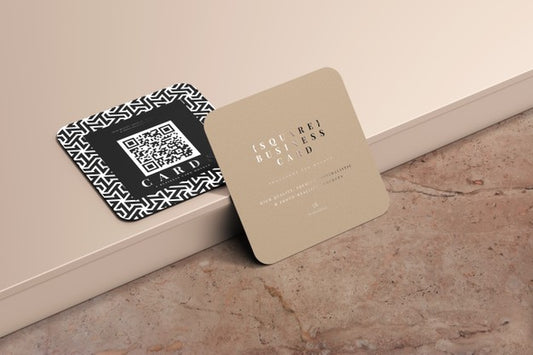 Free Rounded Corner Square Business Cards Mockup Psd