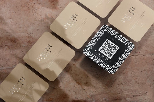 Free Rounded Corner Square Business Cards Mockup Psd