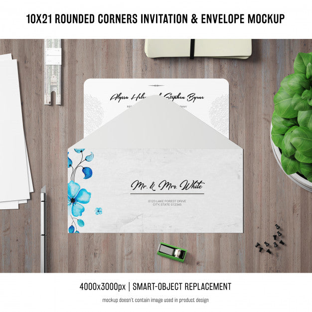 Free Rounded Corners Invitation And Envelope Mockup Psd – DreamBundles