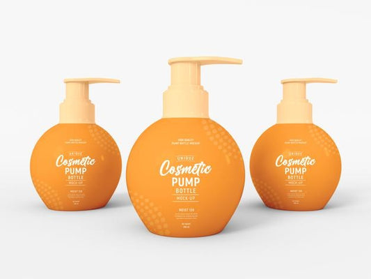 Free Rounded Cosmetic Pump Bottle Mockup Psd