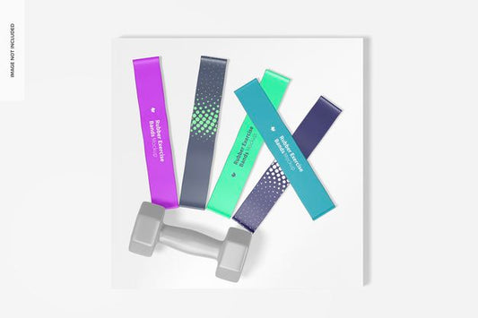 Free Rubber Exercise Bands Mockup, Top View Psd