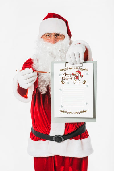 Free Santa Holding Clipboard With Wishlist Psd