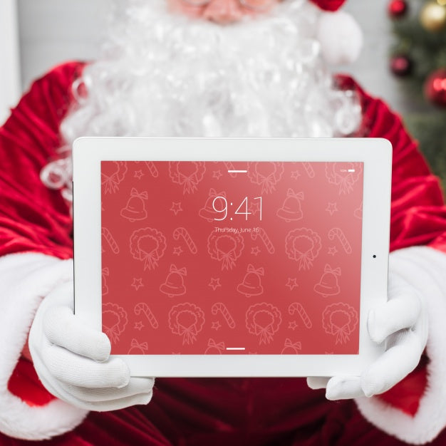 Free Santa Presenting Tablet Mockup Psd – DreamBundles