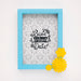 Free Save The Date Mock-Up Blue Frame With Yellow Flowers Psd