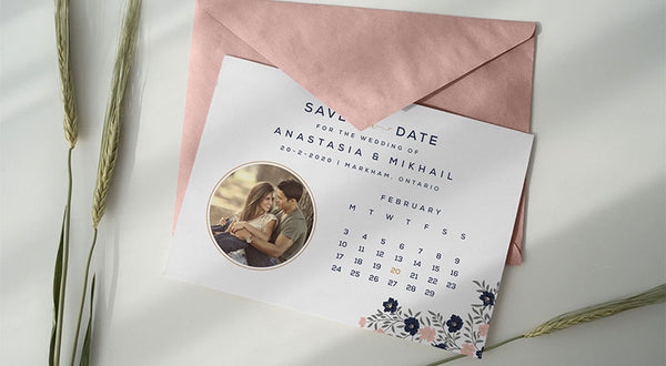 Free Save The Date Postcard Design Template & Envelope Mockup Psd