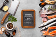 Free Sea Food Assortment With Blackboard Mock-Up Psd