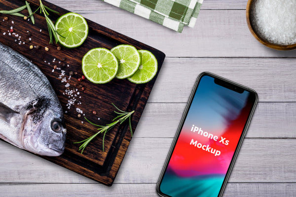 Free Seafood Restaurant Smartphone Mockup Psd