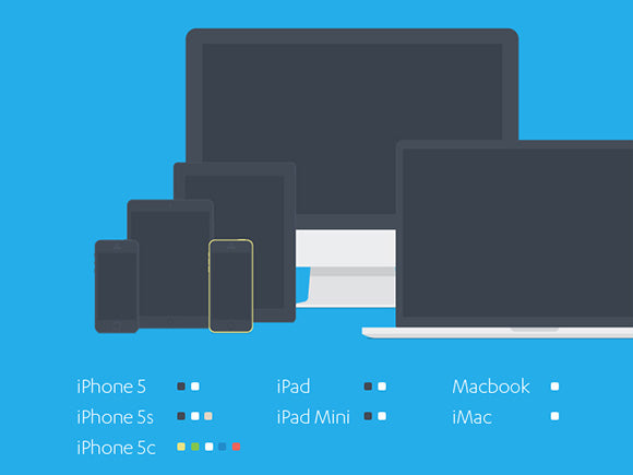 Free Set Of Flat Apple Devices Mockup