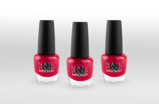 Free Set Of Red Nail Polish Mockup Psd