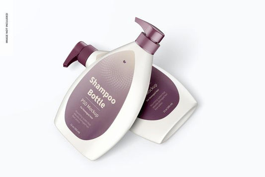Free Shampoo Bottles With Pump Mockup, Leaned Psd