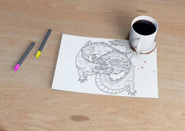 Free Sheet With Sketch And Cup Of Coffee Beside Psd