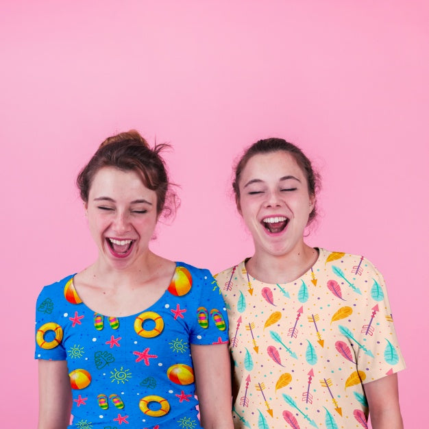 Free Shirt Mockup With Young Girls Psd