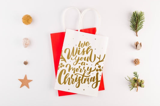 Free Shopping Bag Mockup With Christmas Concept Psd