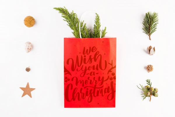 Free Shopping Bag Mockup With Christmas Concept Psd