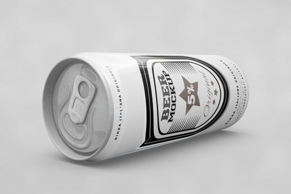 Free Side View Beer Can Mock Up Psd