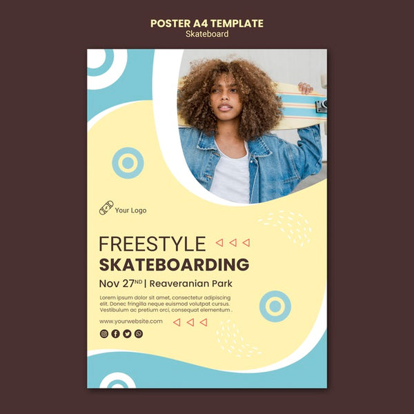 Free Skateboarding Concept Poster Template Psd