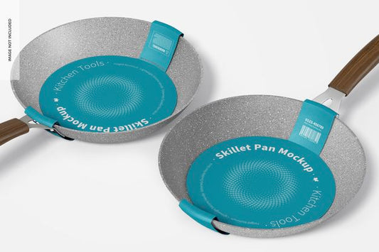 Free Skillet Pans Mockup, Close Up Psd