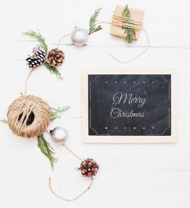 Free Slate Mockup With Christmas Concept Psd