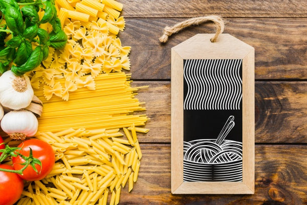 Free Slate Mockup With Delicious Pasta Concept Psd