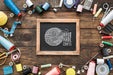 Free Slate Mockup With Sewing Concept Psd