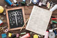 Free Slate Mockup With Sewing Concept Psd