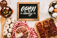 Free Slate Mockup With Traditional Spanish Food Psd