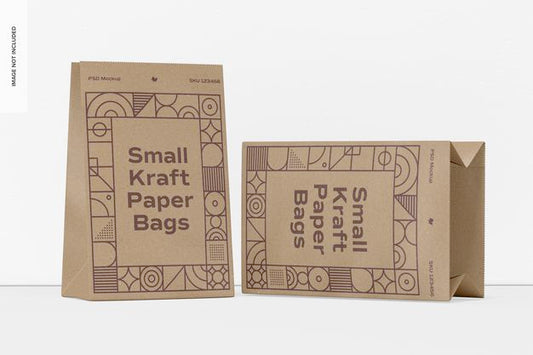 Free Small Kraft Paper Bags Mockup, Dropped Psd
