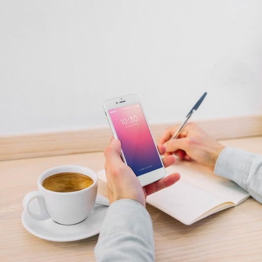 Free Smartphone Mockup And Coffee Psd