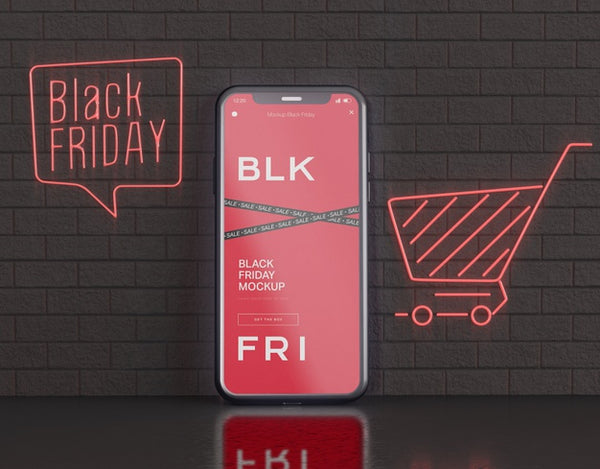 Free Smartphone Screen Mockup. Black Friday Concept Psd