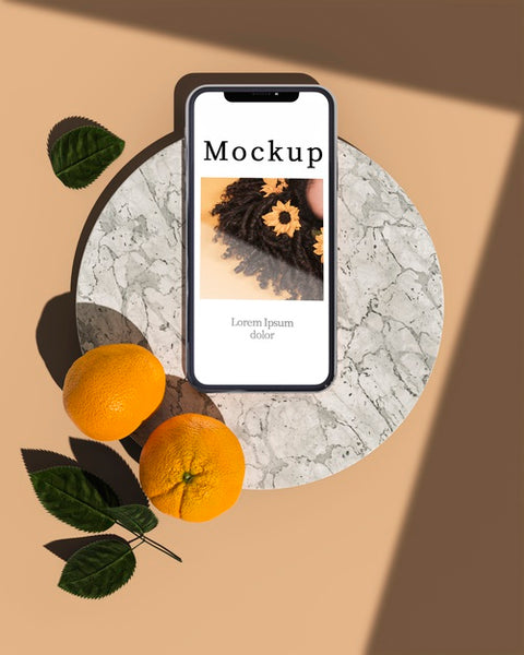 Free Smartphone With Citrus And Leaves Psd