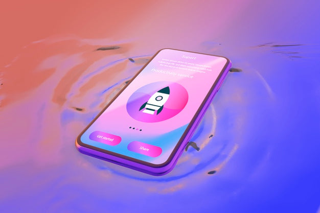 Free Smartphone With Login Page And Colorful Liquid Background Psd