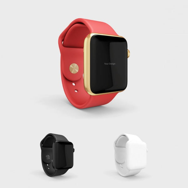 Free Smartwatch Mock Up With Red Watchstrap Psd