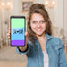 Free Smiling Girl Presenting Smartphone Mockup Psd