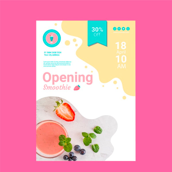 Free Smoothie Restaurant Poster Template Psd