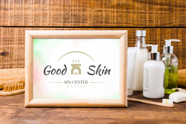 Free Spa And Wellness Composition With Frame Mock-Up Psd